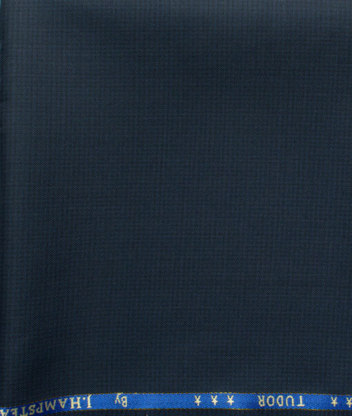 J.Hampstead Men's 45% Wool Self Design Super 120's1.30 Meter Unstitched Trouser Fabric (Dark Blue)