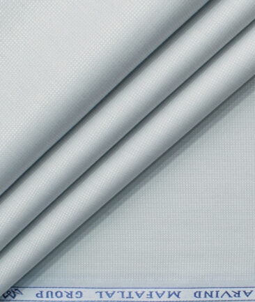Mafatlal Men's Cotton Blend Wrinkle Free Structured 2.25 Meter Unstitched Shirting Fabric (Light Grey)