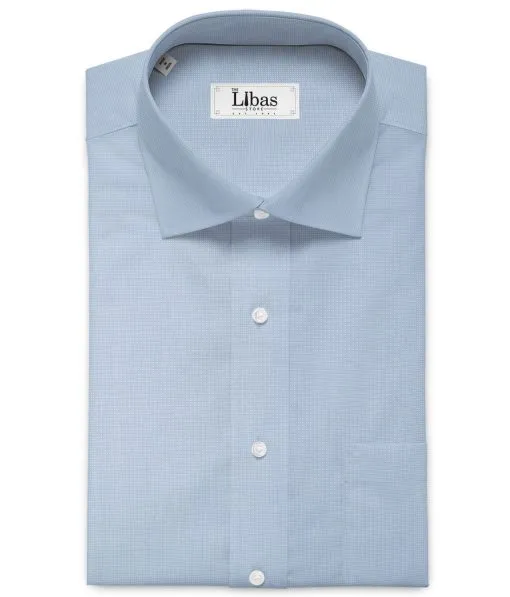 Mafatlal Men's Cotton Blend Wrinkle Free Structured 2.25 Meter Unstitched Shirting Fabric (Light Blue)
