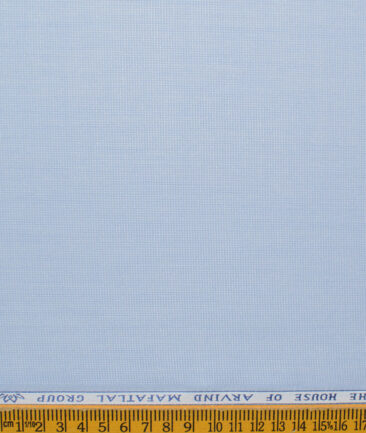 Mafatlal Men's Cotton Blend Wrinkle Free Structured 2.25 Meter Unstitched Shirting Fabric (Light Blue)