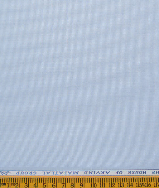 Mafatlal Men's Cotton Blend Wrinkle Free Structured 2.25 Meter Unstitched Shirting Fabric (Light Blue)