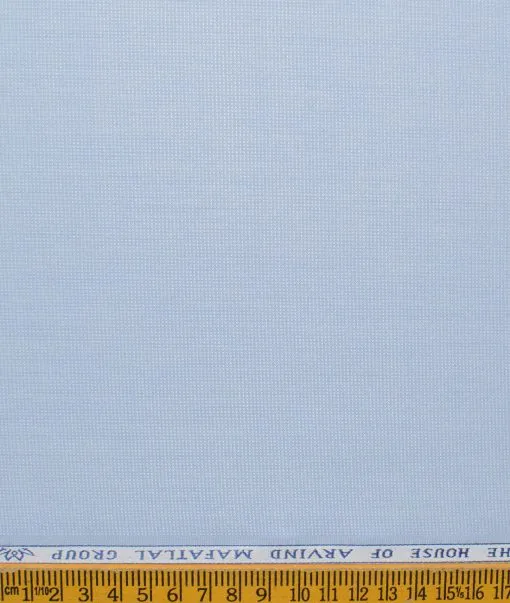 Mafatlal Men's Cotton Blend Wrinkle Free Structured 2.25 Meter Unstitched Shirting Fabric (Light Blue)