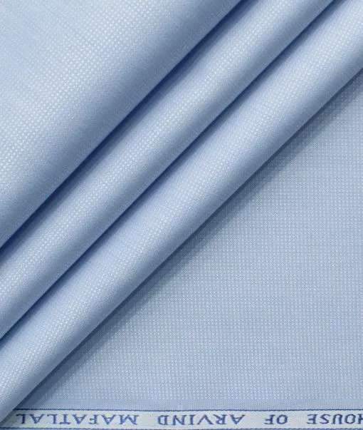 Mafatlal Men's Cotton Blend Wrinkle Free Structured 2.25 Meter Unstitched Shirting Fabric (Light Blue)