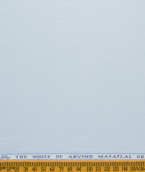 Mafatlal Men's Cotton Blend Wrinkle Free Structured 2.25 Meter Unstitched Shirting Fabric (Sky Blue)