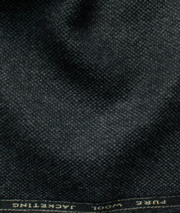 OCM Men's 100% Merino Wool Structured Medium 2 Meter Unstitched Tweed Jacketing & Blazer Fabric (Blackish Grey)