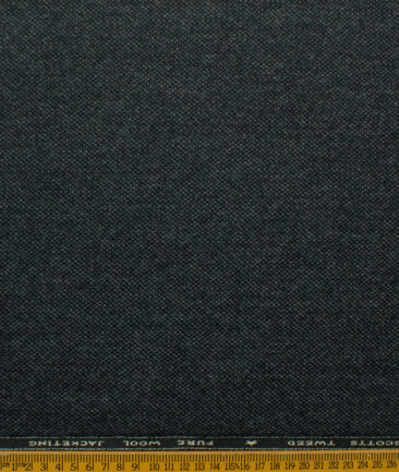 OCM Men's 100% Merino Wool Structured Medium 2 Meter Unstitched Tweed Jacketing & Blazer Fabric (Blackish Grey)