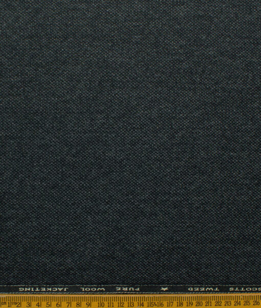 OCM Men's 100% Merino Wool Structured Medium 2 Meter Unstitched Tweed Jacketing & Blazer Fabric (Blackish Grey)
