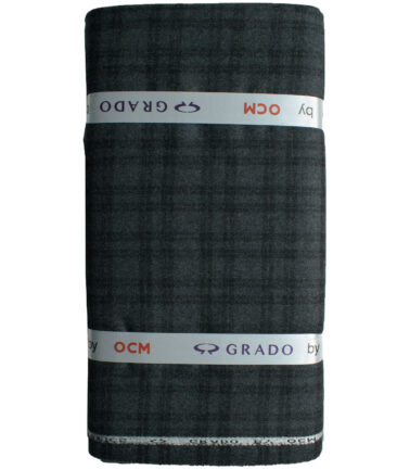 OCM Men's 100% Merino Wool Checks Fine 2 Meter Unstitched Tweed Jacketing & Blazer Fabric (Dark Grey)