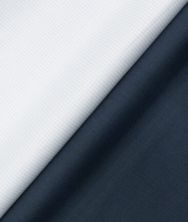 Combo of Unstitched Tessitura Monti White 1.60 Meter Shirt and Raymond Dark Blue 1.25 Meter Trouser Fabric