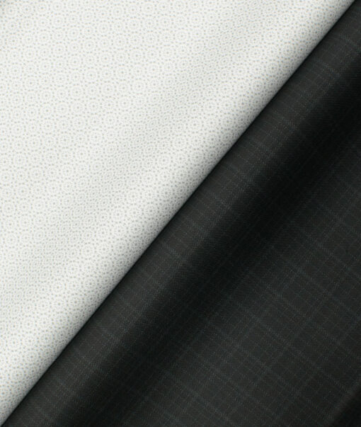 Combo of Unstitched J.Hampstead White 1.60 Meter Shirt and Raymond Blackish Grey 1.25 Meter Trouser Fabric - Image 1