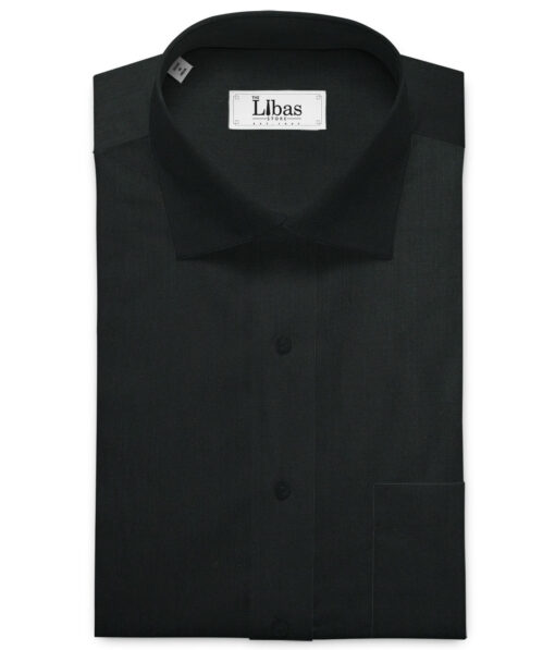Siyaram's Men's Bamboo Wrinkle Resistant Solids 2.25 Meter Unstitched Shirting Fabric (Black)