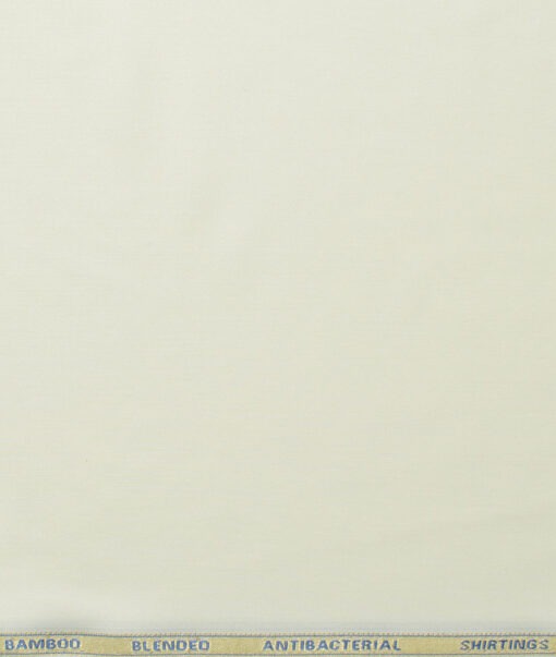 Siyaram's Men's Bamboo Wrinkle Resistant Solids 2.25 Meter Unstitched Shirting Fabric (Cream)