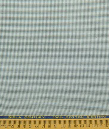 Birla Century Men's 100% Cotton Checks 2.25 Meter Unstitched Shirting Fabric (White & Black)