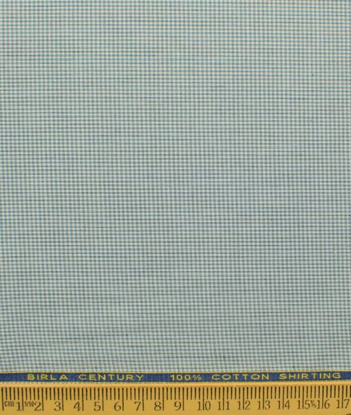Birla Century Men's 100% Cotton Checks 2.25 Meter Unstitched Shirting Fabric (White & Black)