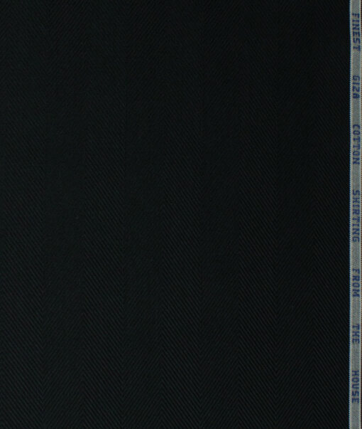 Burgoyne Men's Giza Cotton Striped 2.25 Meter Unstitched Shirting Fabric (Black)
