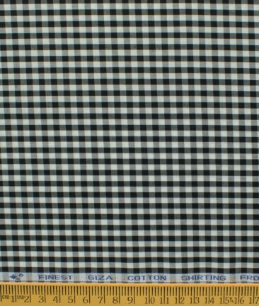 Burgoyne Men's Giza Cotton Checks 2.25 Meter Unstitched Shirting Fabric (White & Black)