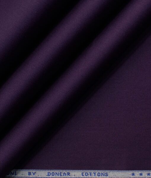 Donear Men's 100% Cotton Solids 2.25 Meter Unstitched Shirting Fabric (Dark Purple)
