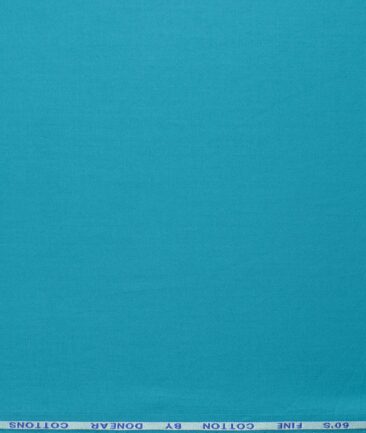 Donear Men's 100% Cotton Solids 2.25 Meter Unstitched Shirting Fabric (Firozi Blue)