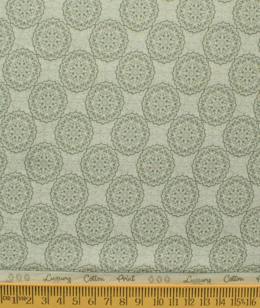 Donzito Men's 100% Cotton Printed 2.25 Meter Unstitched Shirting Fabric (Beige)