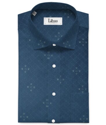 Donzito Men's 100% Cotton Printed 2.25 Meter Unstitched Shirting Fabric (Dark Royal Blue)