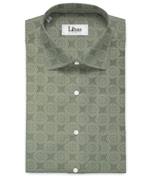 Donzito Men's 100% Cotton Printed 2.25 Meter Unstitched Shirting Fabric (Sage Green)