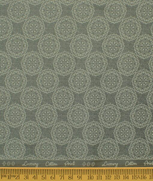 Donzito Men's 100% Cotton Printed 2.25 Meter Unstitched Shirting Fabric (Sage Green)