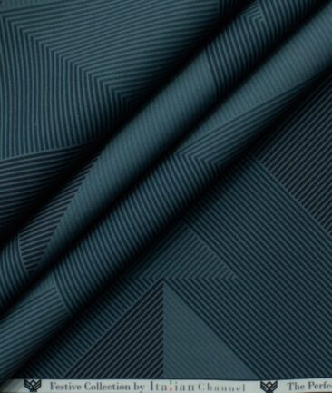 Italian Channel Men's Terry Rayon Printed 2.25 Meter Unstitched Shirting Fabric (Sea Green)