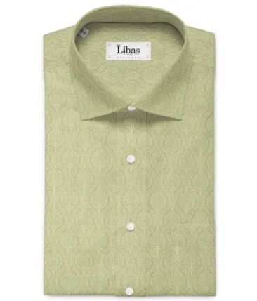 Nemesis Men's Cotton Linen Printed 2.25 Meter Unstitched Shirting Fabric (Beige)