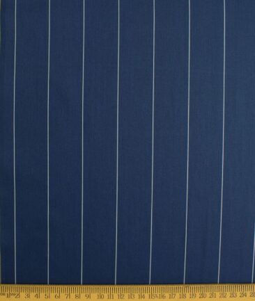 Soktas Men's Giza Cotton Striped 2.25 Meter Unstitched Shirting Fabric (Dark Royal Blue)