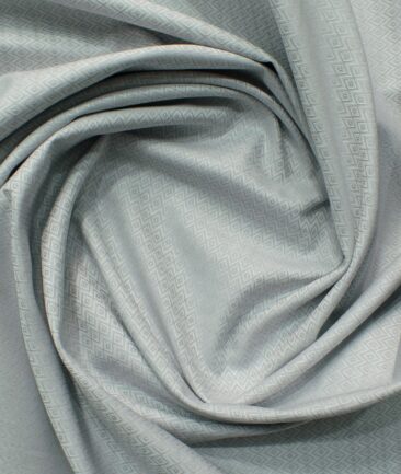 Soktas Men's Giza Cotton Self Design 2.25 Meter Unstitched Shirting Fabric (Light Grey)