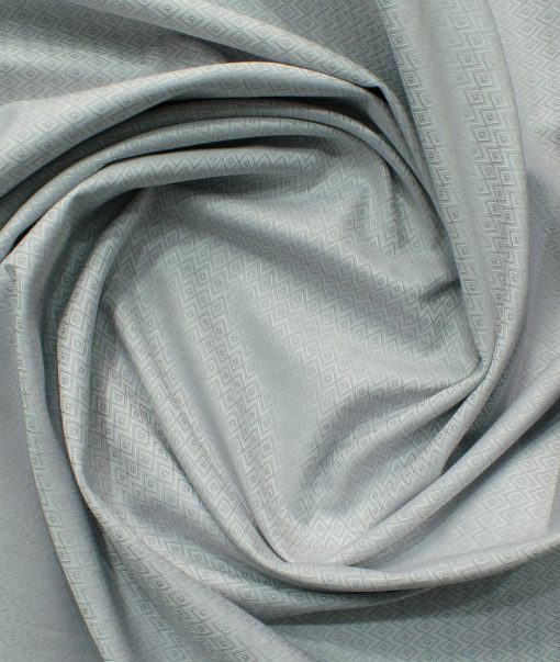 Soktas Men's Giza Cotton Self Design 2.25 Meter Unstitched Shirting Fabric (Light Grey)