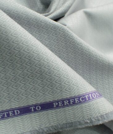 Soktas Men's Giza Cotton Self Design 2.25 Meter Unstitched Shirting Fabric (Light Grey)