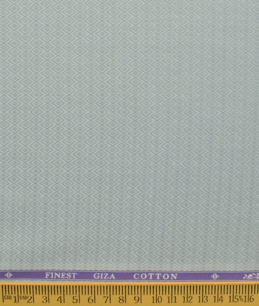 Soktas Men's Giza Cotton Self Design 2.25 Meter Unstitched Shirting Fabric (Light Grey)