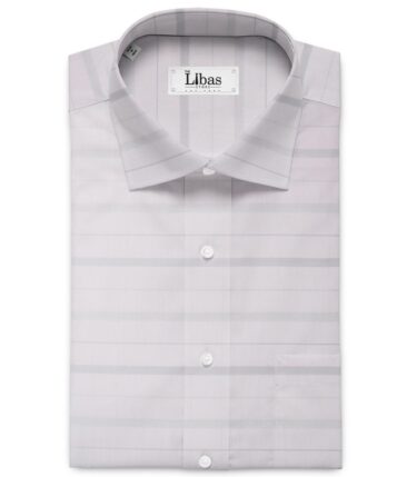 Soktas Men's Giza Cotton Striped 2.25 Meter Unstitched Shirting Fabric (Pink)