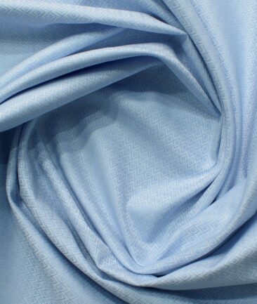 Soktas Men's Giza Cotton Self Design 2.25 Meter Unstitched Shirting Fabric (Sky Blue)