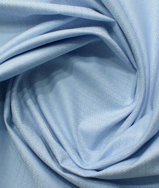Soktas Men's Giza Cotton Self Design 2.25 Meter Unstitched Shirting Fabric (Sky Blue)