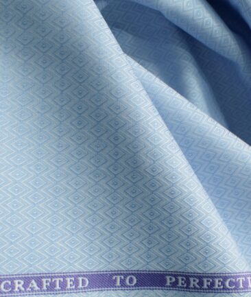 Soktas Men's Giza Cotton Self Design 2.25 Meter Unstitched Shirting Fabric (Sky Blue)