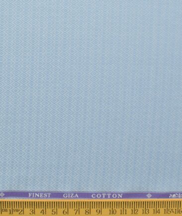Soktas Men's Giza Cotton Self Design 2.25 Meter Unstitched Shirting Fabric (Sky Blue)