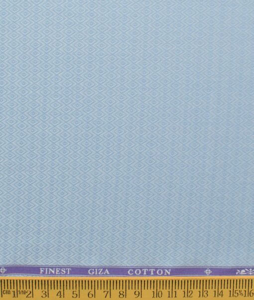 Soktas Men's Giza Cotton Self Design 2.25 Meter Unstitched Shirting Fabric (Sky Blue)