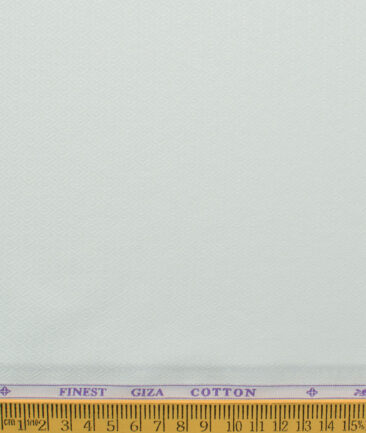 Soktas Men's Giza Cotton Self Design 2.25 Meter Unstitched Shirting Fabric (White)