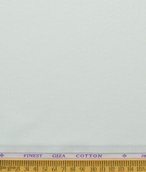 Soktas Men's Giza Cotton Self Design 2.25 Meter Unstitched Shirting Fabric (White)