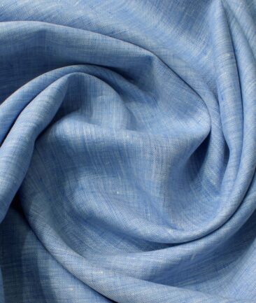 Linen Club Men's Pure Linen 60 LEA Self Design 2.25 Meter Unstitched Shirting Fabric (Blue)