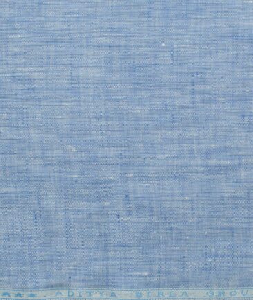 Linen Club Men's Pure Linen 60 LEA Self Design 2.25 Meter Unstitched Shirting Fabric (Blue)