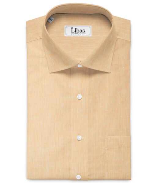 Linen Club Men's Pure Linen 60 LEA Self Design 2.25 Meter Unstitched Shirting Fabric (Cantaloupe Orange)