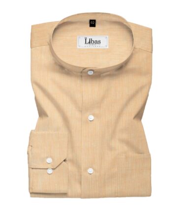 Linen Club Men's Pure Linen 60 LEA Self Design 2.25 Meter Unstitched Shirting Fabric (Cantaloupe Orange)
