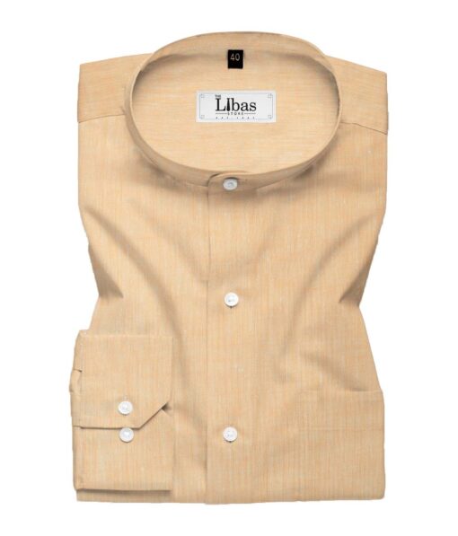 Linen Club Men's Pure Linen 60 LEA Self Design 2.25 Meter Unstitched Shirting Fabric (Cantaloupe Orange)