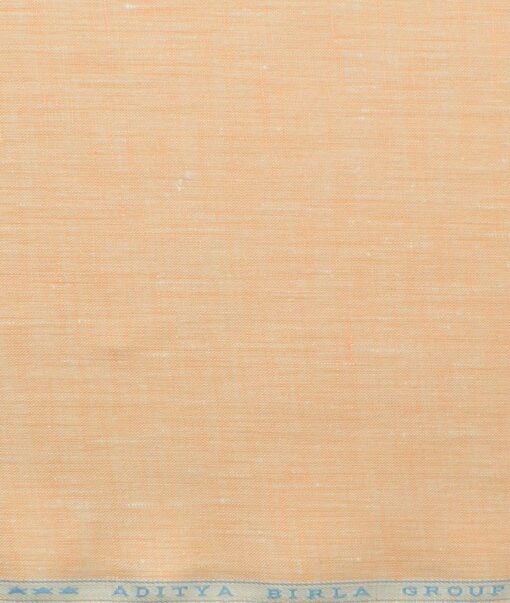 Linen Club Men's Pure Linen 60 LEA Self Design 2.25 Meter Unstitched Shirting Fabric (Cantaloupe Orange)
