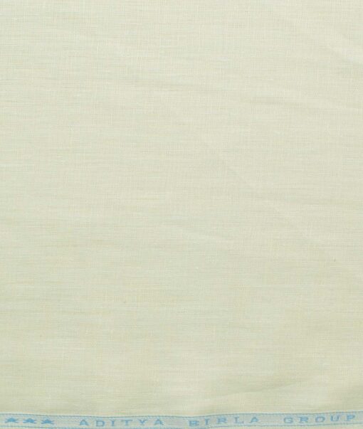 Linen Club Men's Pure Linen 60 LEA Solids 2.25 Meter Unstitched Shirting Fabric (Cream)