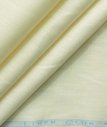 Linen Club Men's Pure Linen 60 LEA Solids 2.25 Meter Unstitched Shirting Fabric (Cream)
