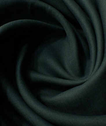 Linen Club Men's Pure Linen 60 LEA Solids 2.25 Meter Unstitched Shirting Fabric (Dark Green)